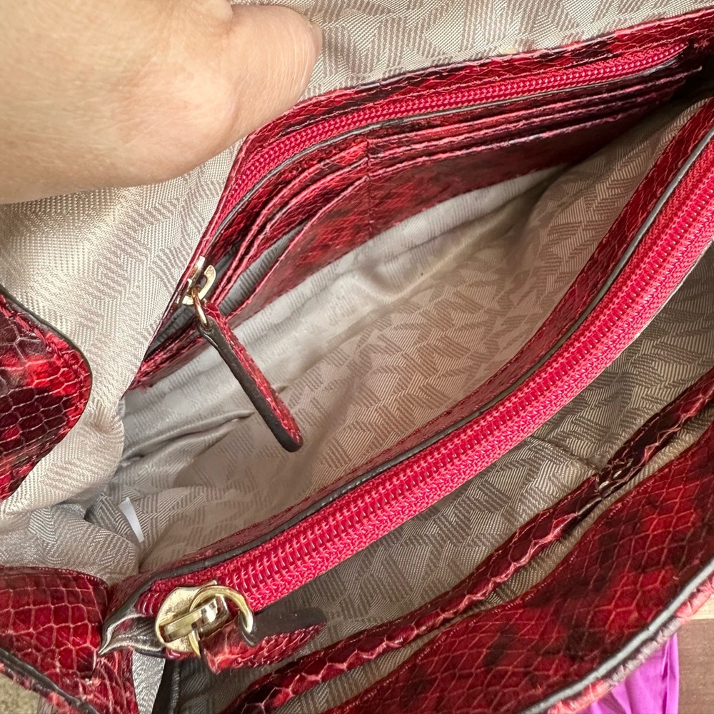 #43. Michael Kors Sloan Large QuiltedEmbossed-Leather ShoulderBag, RedSnakePrint - Picture 14 of 15